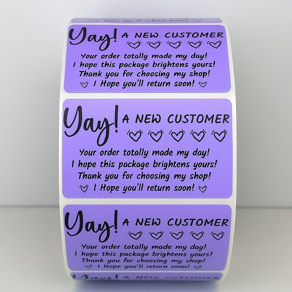 STICKERAFT Other - Yay! A New Customer Stickers Small Business Packaging Labels – Thank You STICKER